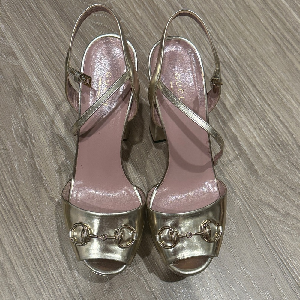 Gucci Gold Women's Platform Heels 37.5 (7)